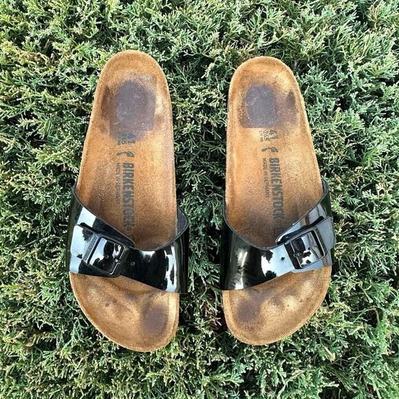 Birkenstock Madrid Black Patent Leather Sandals Birk Size‎ 41 L10 M8 - Picture 4 of 16